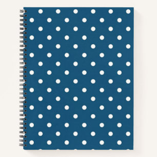 Dark Blue & White Polka Dot Spiral Notebook Notizblock