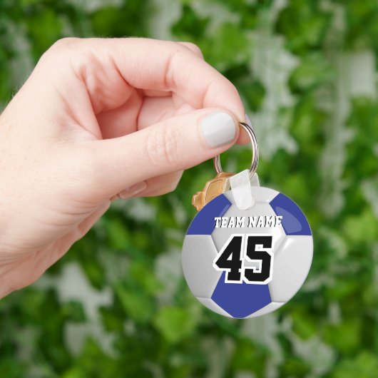 Dark Blue & White Team Fußball Schlüsselanhänger (Hand)