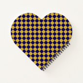 Dark Blue with Metallic Gold Square Pattern Heart Notizblock (Rückseite)