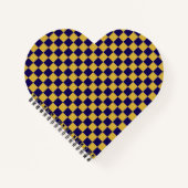 Dark Blue with Metallic Gold Square Pattern Heart Notizblock (Vorderseite)
