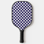 Dark Blue with White Square Pattern Pickleball Schläger (Rückseite)