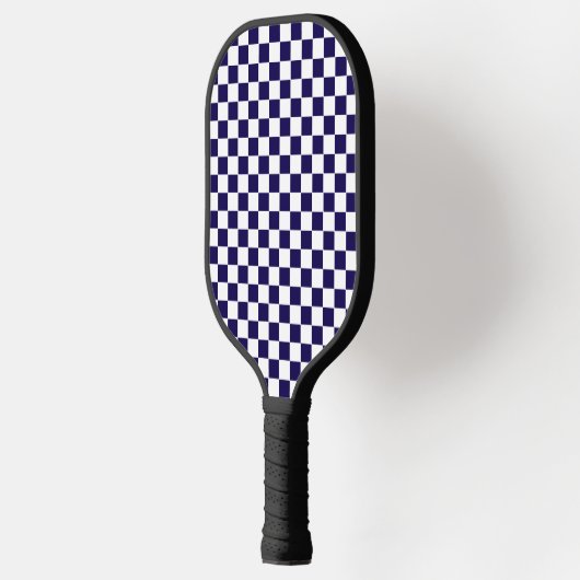 Dark Blue with White Square Pattern Pickleball Schläger (Links)
