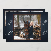 Dark Blue Wood Abschluss Ankündigung (Vorne/Hinten)