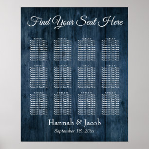 Dark Blue Woodgrain Empfang Seekarte Poster