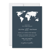 Dark Blue World Map | Elegante Hochzeit zum Thema 
