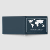 Dark Blue World Map | Elegantes Reisethema Gästebuch (Voll)