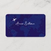 Dark Blue World Map und Flugzeug Visitenkarte (Vorderseite)
