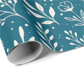 Dark Blue Wrapping Paper Roll Botanical Pattern Geschenkpapier (Rolleneckpunkt)