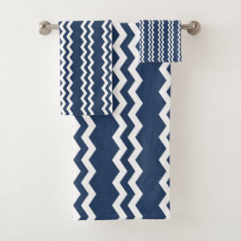 Dark Blue Zig Zag Design - Handtuchdesign Set