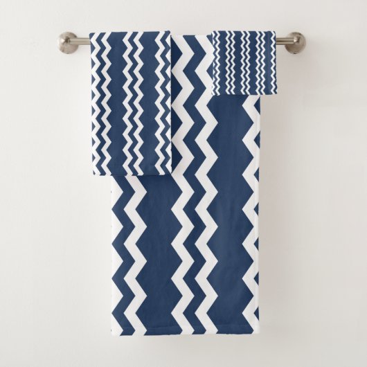 Dark Blue Zig Zag Design - Handtuchdesign Set (Insitu)