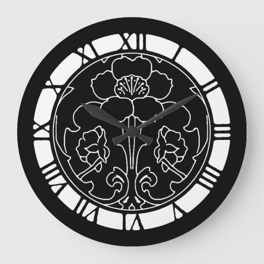 Dark Blume Motif Große Wanduhr (Vorderseite)