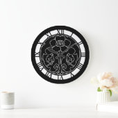 Dark Blume Motif Große Wanduhr (Zuhause)