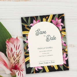 Dark Blush Pink Lily Arched Save the Date Ankündigungspostkarte