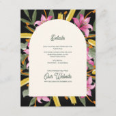 Dark Blush Pink Lily Arched Wedding Details Begleitkarte (Vorderseite)