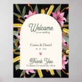 Dark Blush Pink Lily Arched Wedding Welcome Poster (Vorne)