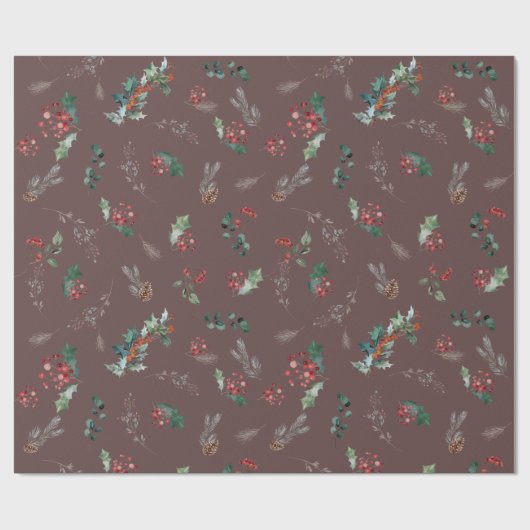 Dark Boho Chic Foliage Urlaubssaison Geschenkpapier (Flach)