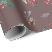 Dark Boho Chic Foliage Urlaubssaison Geschenkpapier (Rolleneckpunkt)