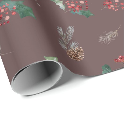 Dark Boho Chic Foliage Urlaubssaison Geschenkpapier (Rolleneckpunkt)