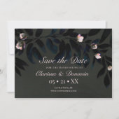 Dark Boho Floral Blätter Save the Date behandeln (Vorderseite)