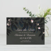 Dark Boho Floral Blätter Save the Date behandeln (Stehend Vorderseite)