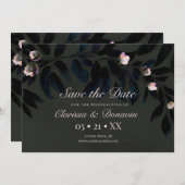 Dark Boho Floral Blätter Save the Date behandeln (Vorne/Hinten)