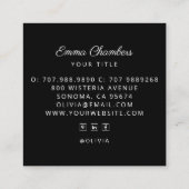 Dark Boho Floral Quadratische Visitenkarte (Rückseite)