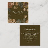 Dark Boho Floral Quadratische Visitenkarte (Vorne/Hinten)