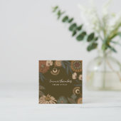 Dark Boho Floral Quadratische Visitenkarte (Stehend Vorderseite)