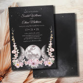 Dark Boho Floral Triple Moon Phase Handfasts Einladung