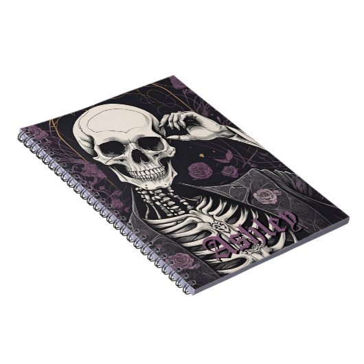 Dark Boho Gothic Skeleton & Roses Halloween Notizblock (Rechte Seite)