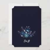 Dark Boho Moody Blue Floral Wedding Einladung (Rückseite)