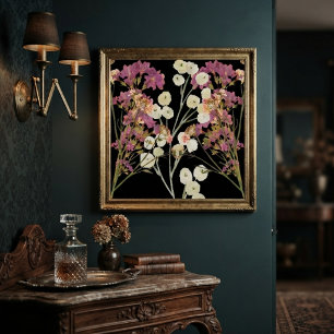 Dark Boho Pressed Paper-Blume Poster