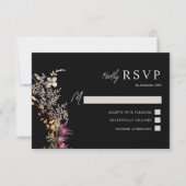 Dark Boho Wildblume Wedding RSVP Karte (Vorderseite)