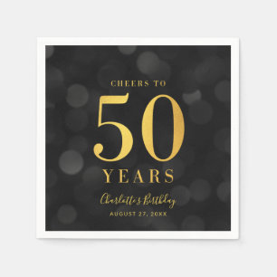 Dark Bokeh Imitate Gold jubelt bis 50 Jahre Geburt Serviette