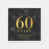 Dark Bokeh Imitate Gold jubelt bis 60 Jahre Geburt Serviette (Vorderseite)