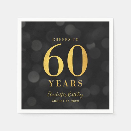 Dark Bokeh Imitate Gold jubelt bis 60 Jahre Geburt Serviette (Vorderseite)