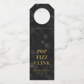 Dark Bokeh Imitate Gold Pop Fizz Clink Flaschenanhänger (Rückseite)