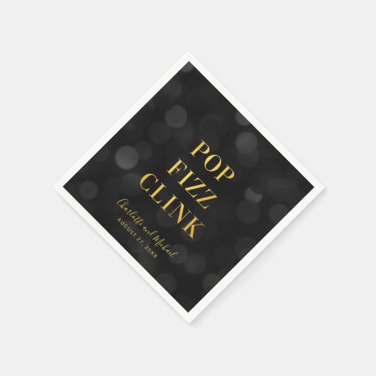 Dark Bokeh Imitate Gold Pop Fizz Clink Serviette (Ecke)