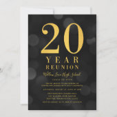 Dark Bokeh Lights 20-jährige Wiedersehen Einladung (Vorderseite)