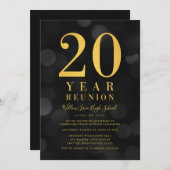Dark Bokeh Lights 20-jährige Wiedersehen Einladung (Vorne/Hinten)