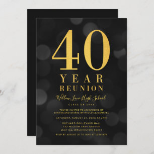 Dark Bokeh Lights 40-Jahres-Wiedersehen Einladung