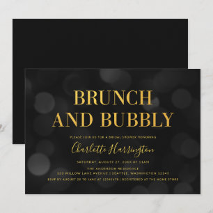 Dark Bokeh Lights Brunch und Bubbly Brautparty Einladung