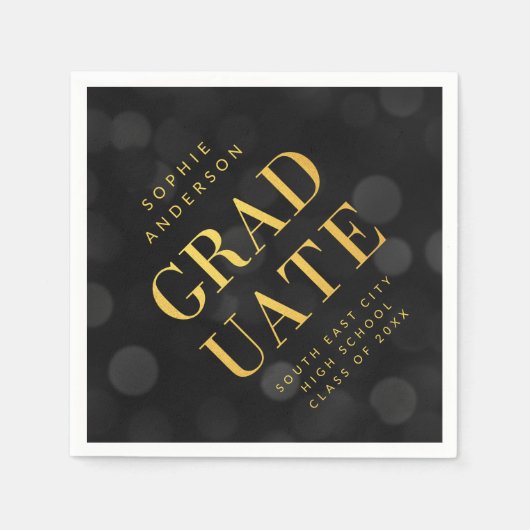 Dark Bokeh Lights Imitate Gold Graduate Serviette (Vorderseite)