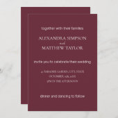 Dark Bordeaux Red Modern - Elegante Königliche Hoc Einladung (Vorne/Hinten)