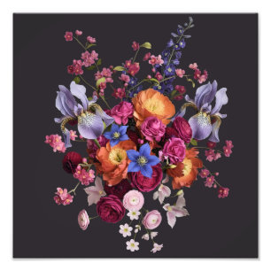 Dark Botanical Bloom Fotodruck