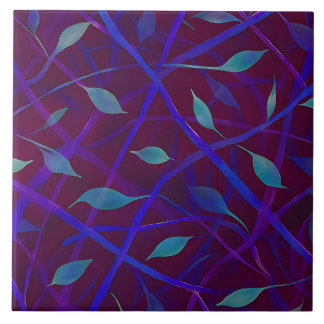 Dark Botanical Burgundy Jewel Foliage Abstrakt Fliese