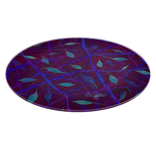 Dark Botanical Burgundy Jewel Foliage Monogram Schneidebrett (Ecke)