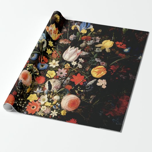 Dark Botanical Elegante Floral Geschenkpapier (Ungerollt)