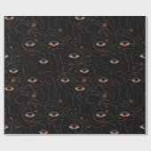 Dark Botanical Faces Wrapping Paper Geschenkpapier (Flach)