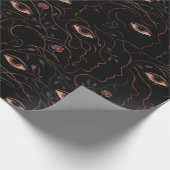 Dark Botanical Faces Wrapping Paper Geschenkpapier (Ecke)
